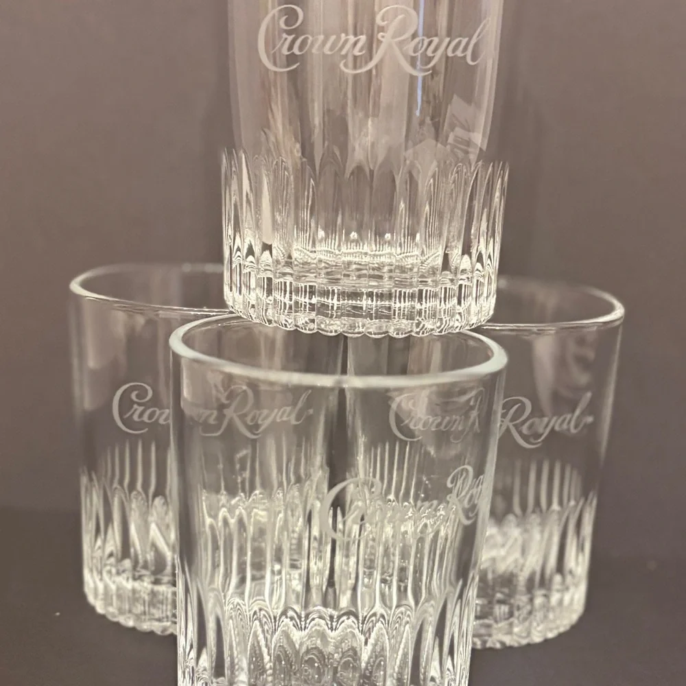 Crown Royal Embossed Base Shot Glass 4Pcs Set EST 1939
